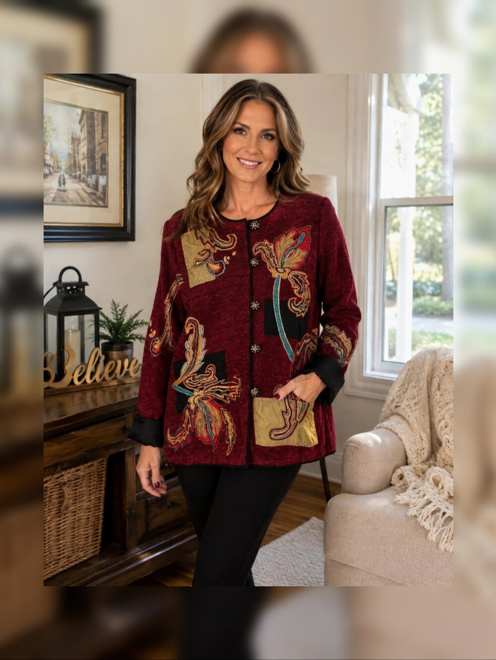 Vintage Alex Kim Embroidered Sweater/Jacket S